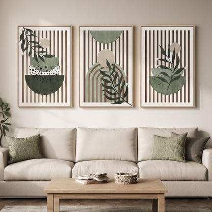 Large Framed Boho Cutout Carved Wood Wall Art for Living Room, 24x36 Inch - color: Saga Green