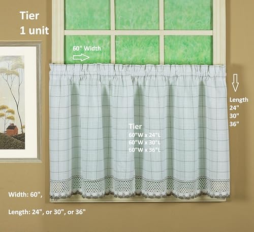 Today's Curtain Adirondack 2-Tone Crochet Tier 24", White/Gray, 60W x 24L - color: White/ Gray, size: 60"W x 24"L (Pack of 1)