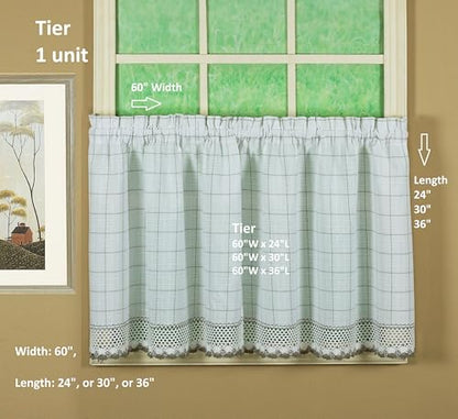 Today's Curtain Adirondack 2-Tone Crochet Tier 36", White/Gray, 60W x 36L - color: White/ Gray, size: 60"W x 36"L (Pack of 1)