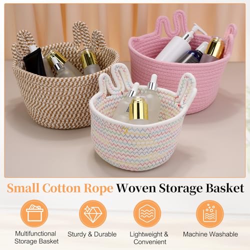 uxcell Small Cotton Rope Woven Storage Basket 7.9x6.7" Cute White Speckles - color: White Speckles, size: 7.9x6.7"