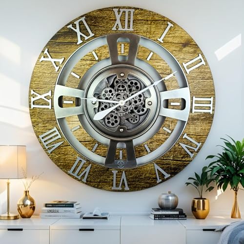 ImprovingLife The Gears Clock Real Moving Gear Wall Clock England Line (Gold Antique, 36 inches (90 cm)) - color: Gold Antique, size: 36 inches (90 cm)