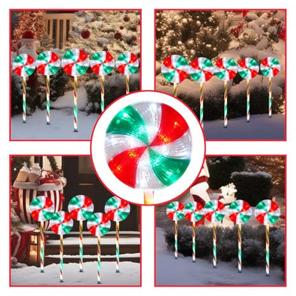 BRIGHTDECK 5 Pack Solar Christmas Pathway Lights, Lollipop Stakes - color: RGW, size: 5Pack