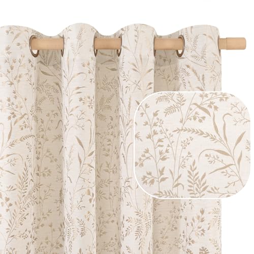 BGment Beige Linen Curtains for Living Room 72 Inch Length 2 Panels - color: Beige, size: 52"W x 72"L (Pack of 2)