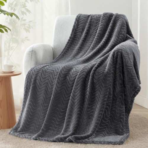 Exclusivo Mezcla Large Fleece Throw Blanket for Couch, Sofa, Dark Grey - color: Dark Grey, size: Throw ( 50x70 IN )