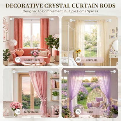 TVWOO Silver Rainbow Curtain Rod Adjustable Heavy Duty Crystal Ball,66-120" - color: Silver, size: 66-120" ( 1pack )