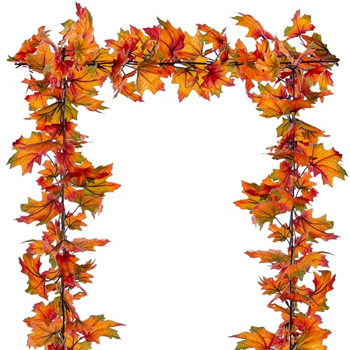 Fall Garland 6.5ft/Piece Fall Maple Leaf Garlands Autumn Garland Leaves Vine for Thanksgiving Home Decor 1pc - color: 1 Pc Autumn Leaves Garland, size: Fall Garland