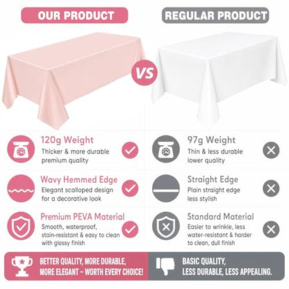 NatNarr 10 Pcs Plastic Light Pink Tablecloths, Scalloped Table Cloths - color: Light Pink, size: 10 Pack