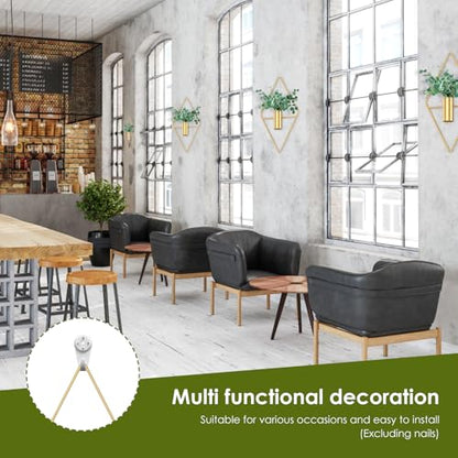 4Pcs Hanging Vase Wall Décor Metal Eucalyptus Wall Art Modern Diamond Shape Geometric Room Ornament for Living Room Balcony