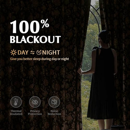 FMFUNCTEX Emerald Green Boho Blackout Floral Curtains, 63 Inches, 2 Panels - color: Emerald Green, size: 52"W x 63"L (Pack of 2)