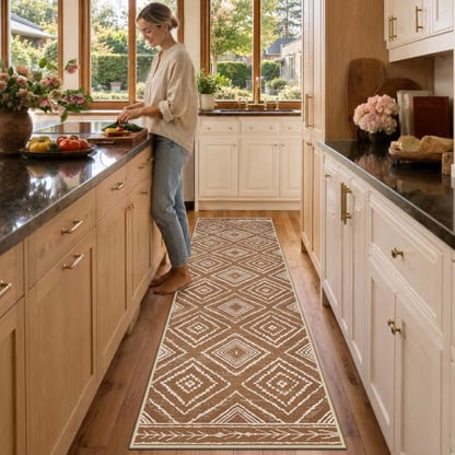 BESTSWEETIE 2'x10' Washable Area Rug for Living Room Runner Yellowbrown - color: Yellowbrown/Cream, size: 2' x 10' (Rectangular)