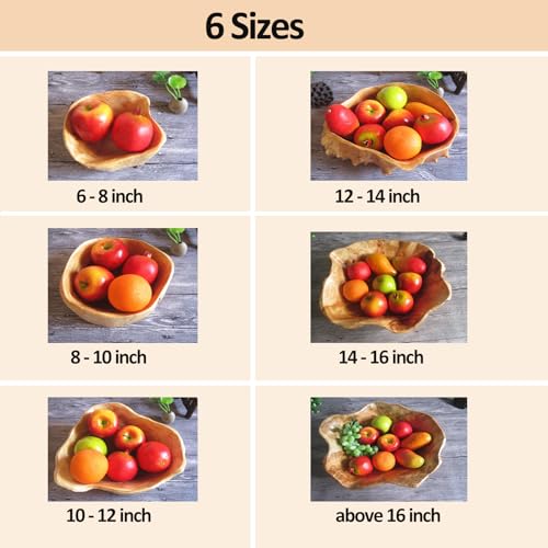 Wooden Bowl Decorative Wood Fruit Bowl (6"-8" Diameter) - size: 6"-8" Diameter