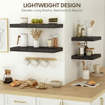 Vivelove 10 in Deep Floating Shelves 16” Set of 2, Black - color: Black, size: 15.7”wx10.2”dx1.5”h