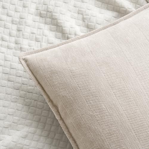 MIULEE Pack of 2 Cream Beige Euro Shams Chenille Pillow Covers 22x22 Inch - color: Cream Beige, size: 22" x 22" (Pack of 2)