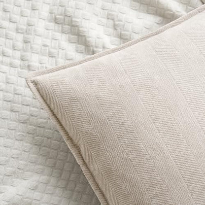 MIULEE Pack of 2 Cream Beige Euro Shams Chenille Pillow Covers 22x22 Inch - color: Cream Beige, size: 22" x 22" (Pack of 2)