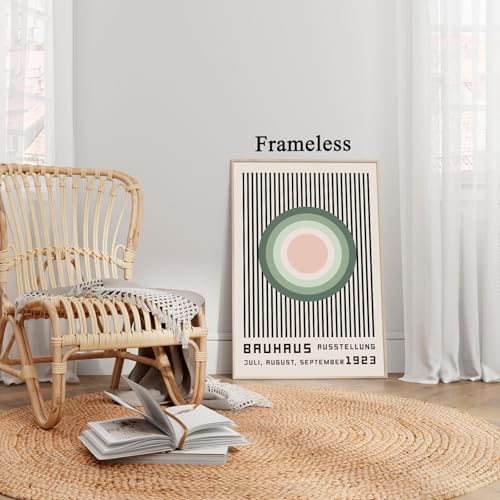 Vlolvfe Mid Century Modern Wall Art Green Geometric Painting Abstract Boho Art Prints Bauhaus Abstract Geometric Wall Art Minimalist Poster Green Bauhaus Exhibition Poster 16x24in No Frame - color: Green Bauhaus
