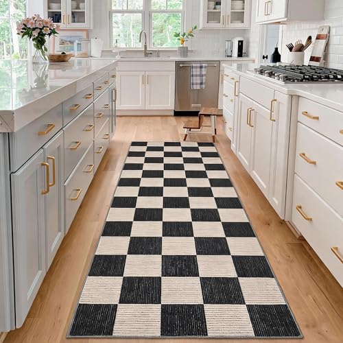Garvee 2x6 Runner Rug Kitchen Rugs Washable Hallway Runner Rug, Black - color: Checkered - Black, size: 2' x 6' (Runner)