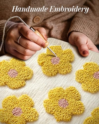 Throw Pillow Covers 18x18 - Tufted Decorative Pillow Cover with Zipper for Couch Sofa Bed Living Room Home Decor Aesthetic Soft Spring Summer Farmhouse Tassels Indoor Pillowcase, Yellow Flower - color: Yellow Flower, size: 18" x 18" (Pack of 1)
