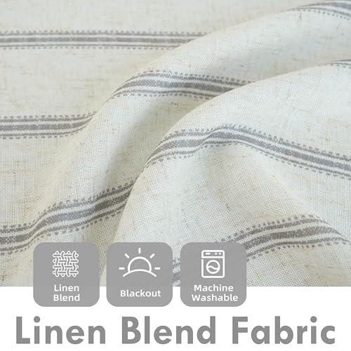 DriftAway Farmhouse Double Layer Linen Blackout Tie Up Curtains Thermal Insulated Vertical Striped Fully Lined Balloon Roman Shade Bathroom Window Adjustable Rod Pocket 31 Inch by 47 Inch Gray - color: Grey, size: 31"W x 47"L (Pack of 1)