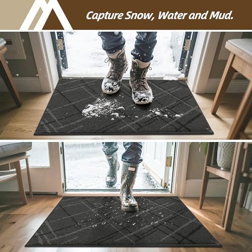 COSY HOMEER Front Door Mat Low Profile Non-Slip Doormat for Entryway,Grey - color: Grey, size: 4' x 2'8" (Rectangular)
