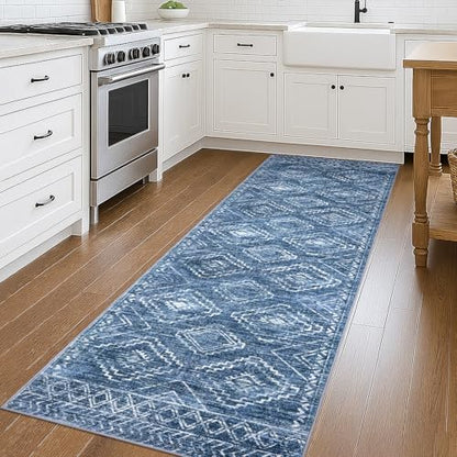 KILOCOCO Washable Runner Rug 2.6x8 ft Runners for Hallway, Stonewashed Blue - color: Stonewashed Blue, size: 2'7" x 8' (Runner)