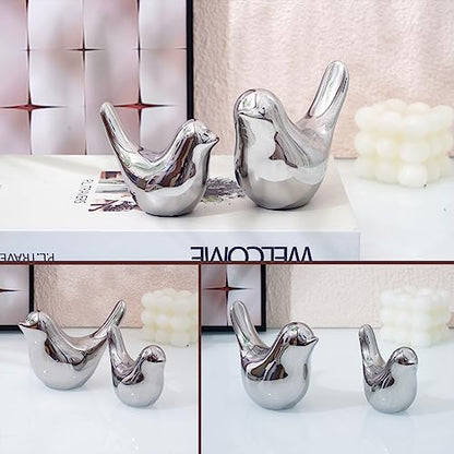 Notakia Silver Bird Figurines Set of 2 Small Bird Statues Home Decor - color: 2pcs Silver Birds