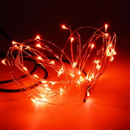 Karlling USB Plug in LED Fairy Lights,50 LED Bulbs 16 Ft Silver Wire Starry String Lights for Bedroom Patio Garden Party Wedding Commercial Lighting (Red) - color: Red, size: 50 Leds