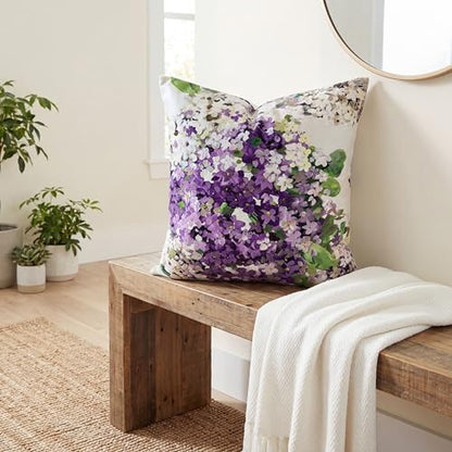 Decorative Pillow Covers 18x18 Set of 2, Velvet Purple Hydrangea Covers - color: Purple