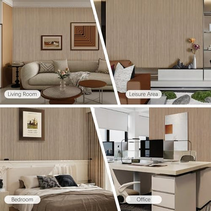 Acoustic Wood Wall Panels, 2 PCS Slat Wall Panels - Walnut Veneer Soundproof Panels for Home & Office, 94.5" Extra-Long Easy Peel & Stick Panels for Walls (11.8"W x 94.5"L) - color: Walnut-2 Packs