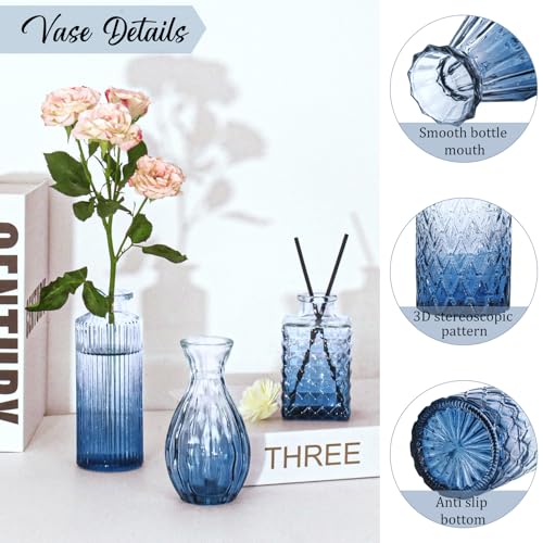 Set of 36 Glass Bud Vases Small Flower Vases for Centerpieces(Blue) - color: Blue