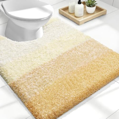 OLANLY Luxury Toilet Rugs U-Shaped 24x20, Soft Absorbent Microfiber Mat - color: Light Yellow, size: 24" X 20" Contour Rug