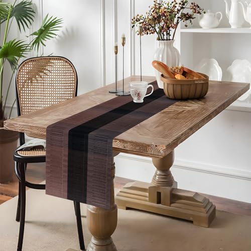Aofmee Table Runner and Placemats Set of 6 Washable, Heat Resistant Place Mats with Table Runner, Woven Vinyl Table Placemats for Dining Table, Stain Resistant Kitchen Table Mats Sets, Easy to Clean - color: Brown, size: Set of 7