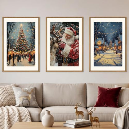 Aryroi Large Enchanting Christmas Framed Canvas Wall Art Set- 24"x36"x3 - color: Enchanting Christmas Scene Wall Art, size: 24"L x 36"W