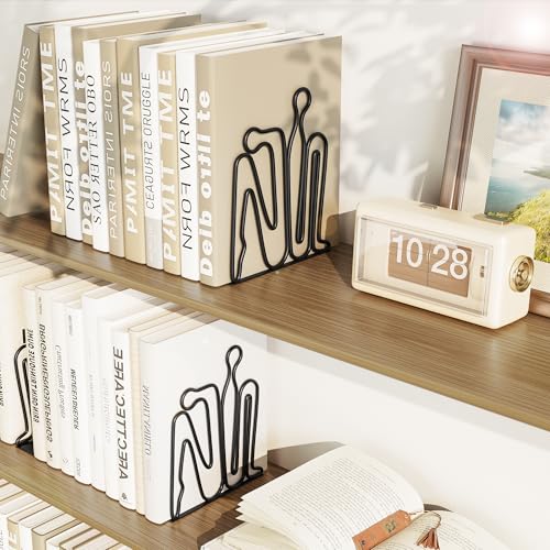 Alsonerbay Thinker Heavy Duty Metal Bookends, Matte Black, 1 Pair