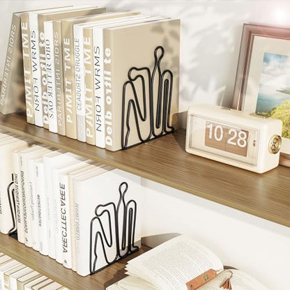 Alsonerbay Thinker Heavy Duty Metal Bookends, Matte Black, 1 Pair
