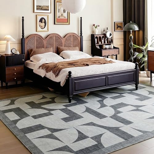 ThreadGlobe Abstract 5x7 Area Rugs Modern Geometric for Living Room, Grey - color: Grey Geometry, size: 5' x 7'
