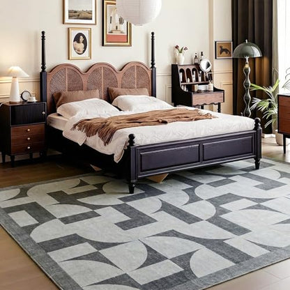 ThreadGlobe Abstract 5x7 Area Rugs Modern Geometric for Living Room, Grey - color: Grey Geometry, size: 5' x 7'