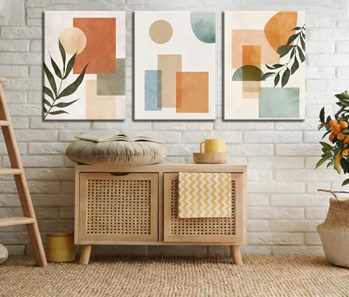 Frimeeme 3 Piece Framed Orange and Green wall Art Wall Decor, 12x16 Inches