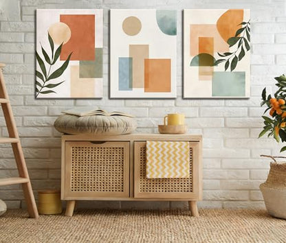 Frimeeme 3 Piece Framed Orange and Green wall Art Wall Decor, 12x16 Inches