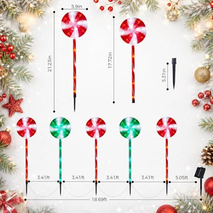 BRIGHTDECK 5 Pack Solar Christmas Pathway Lights, RedGreen Lollipop Stakes - color: RedGreen, size: 5Pack