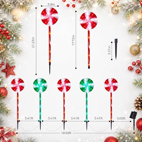 BRIGHTDECK 10 Pack Solar Christmas Pathway Lights, RedGreen Lollipop Stakes - color: RedGreen, size: 10Pack