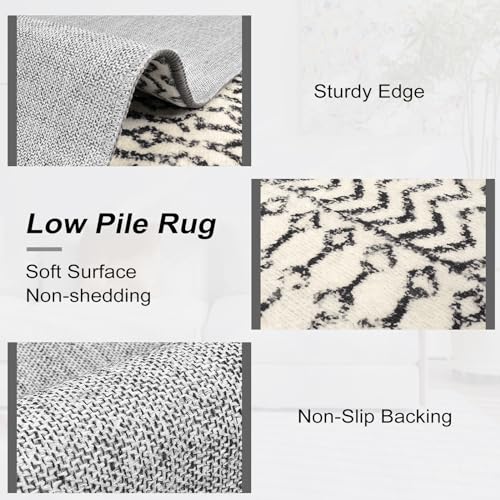 Black Boho Washable 2x6 Kitchen Runner Rugs Non Skid Washable 6Ft - color: Black, size: 2' x 6' (Runner)