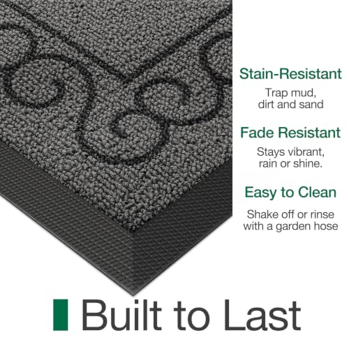 LUMI Outside Welcome Door Mat 32x47, Non-Slip Heavy Duty Dirt Trapper, Grey - color: Grey Welcome Home, size: 32"x47"
