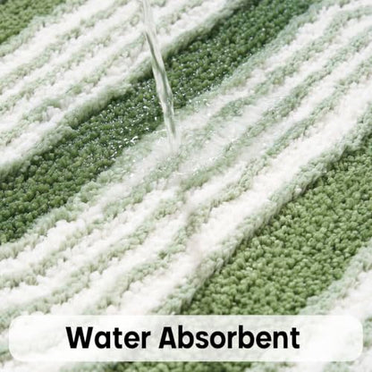 Geometric Design Boho Runner Bathroom Rugs, Long Scalloped Cute Bath Mat Non Slip for Bedroom Kitchen Hallway Laundry Room, Funky Retro Farmhouse Bath Rug Washable, Green, 51"x20" - color: Green, size: 1'8" x 4'3" (Rectangular)