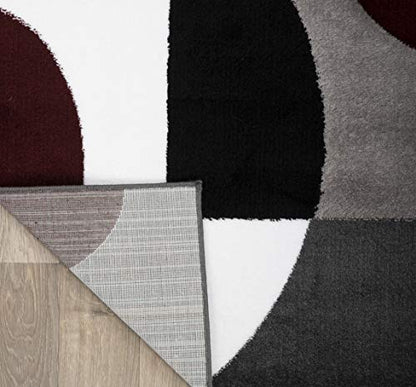 Rugshop Circle Design Modern Non-Shedding Area Rug Burgundy 7'10" x 10'2" - size: 7'10" x 10'2" (Rectangular)