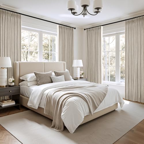 MIULEE Pinch Pleated Linen Curtains 40x102 Inch Burlywood Birch 4 Panel Set - color: Burlywood Birch, size: 40"W x 102"L (Pack of 4)