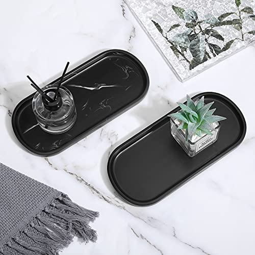 Luxspire 10" Oval Bathroom Tray for Countertop Organizer, Matte Black - color: Matte Black, style: Small