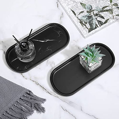 Luxspire 10" Oval Bathroom Tray for Countertop Organizer, Matte Black - color: Matte Black, style: Small