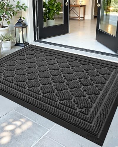 Color&Geometry Large Front Door Mat Outside Entrance, 48"x72" Heavy Duty Non Slip Low Profile Doormat, Dirt and Moisture Trapping Welcome Mats for Front Door, Entryway, Patio, Garage, Grey Geometric - color: 1-grey, size: 47"x71"