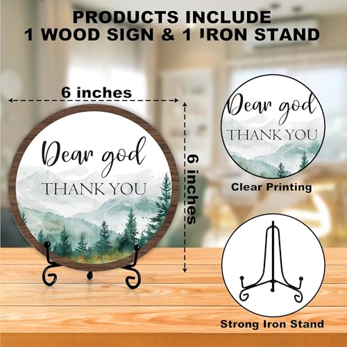 Christian Desk Decor, Dear God Thank You Wood Sign, Religious Gifts For Woman Man, Living Room Decor And Accessories, Bible Verse Home Office Decorations For Table Shelf -c06 - style: Dear God 1