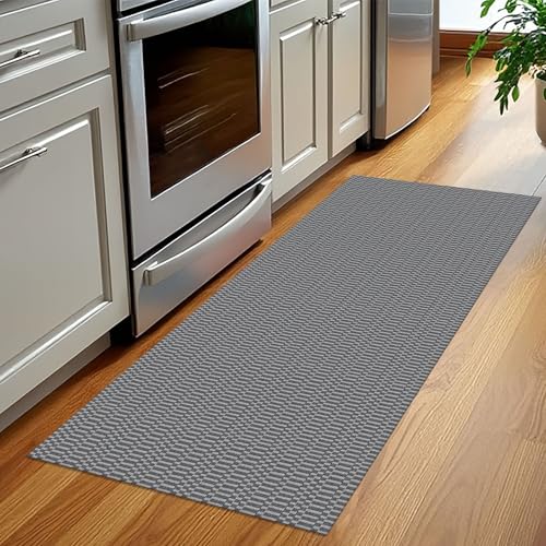 KOZYFLY 2x5 Runner Rug, Washable Non Slip Woven Kitchen Hallway Rug, Grey - color: Charcoal Grey/Dark Grey, size: 2' x 5' (Rectangular)